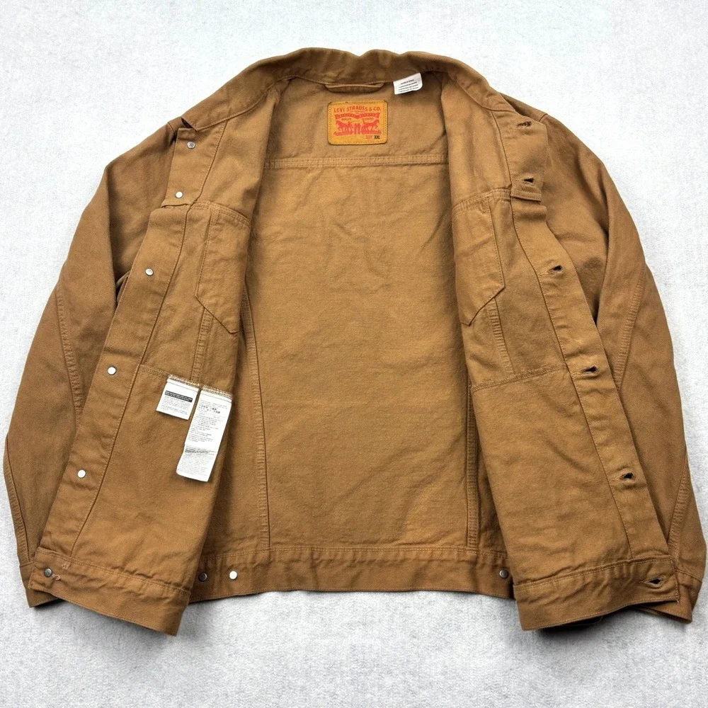 Levis Mens XXL Brown Duck Canvas Type III Trucker Jacket Distressed Workwear